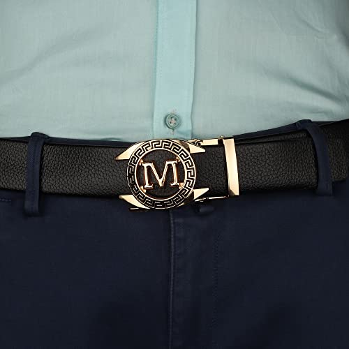ZORO mens belt, PU leather belt for men, alphabet letter A B G N M R S T V (Black 84-M) - Image 5