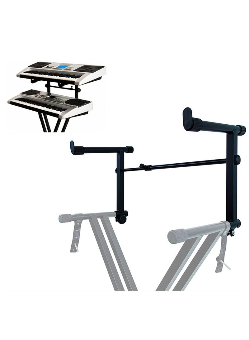 Mike Music Second Tier Keyboard Stand for X-Style Keyboard Stand,Universal Extension Adapter for Electronic Piano Keyboard Stand Rack,Adjustable Width 40-72 Centimeters - Image 1