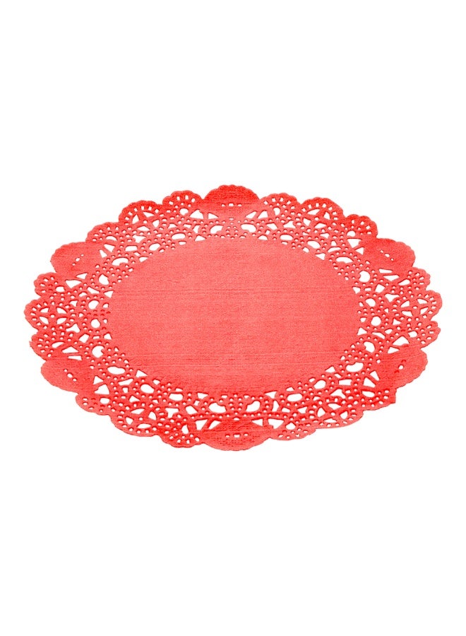 Restaurantware Pastry Tek 6 x 6 Inch Lace Doilies, 100 Decorative Tableware Placemats - Disposable, Round, Red Paper Table Doilies, For Birthdays, Or Weddings, Table Decor - Image 1
