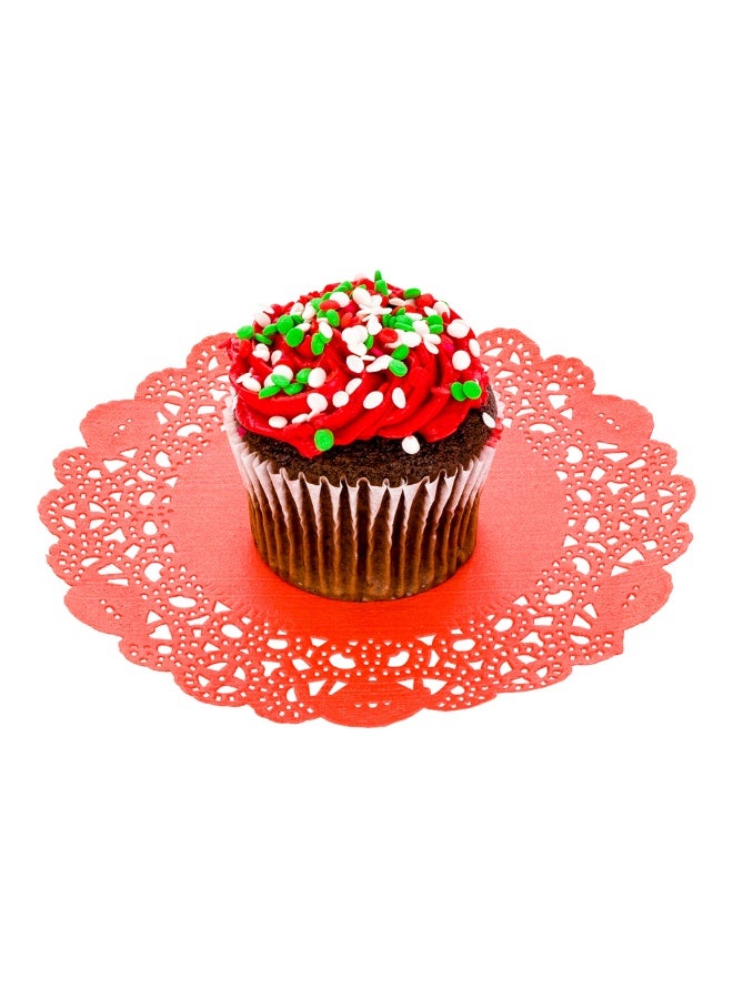 Restaurantware Pastry Tek 6 x 6 Inch Lace Doilies, 100 Decorative Tableware Placemats - Disposable, Round, Red Paper Table Doilies, For Birthdays, Or Weddings, Table Decor - Image 2