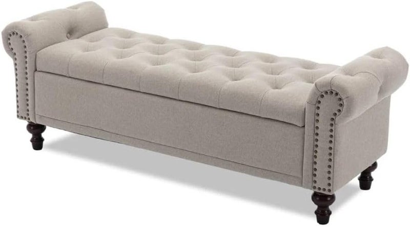 Comfynest مقعد تخزين كاكي مع قمة مزخرفة بأزرار - Image 5
