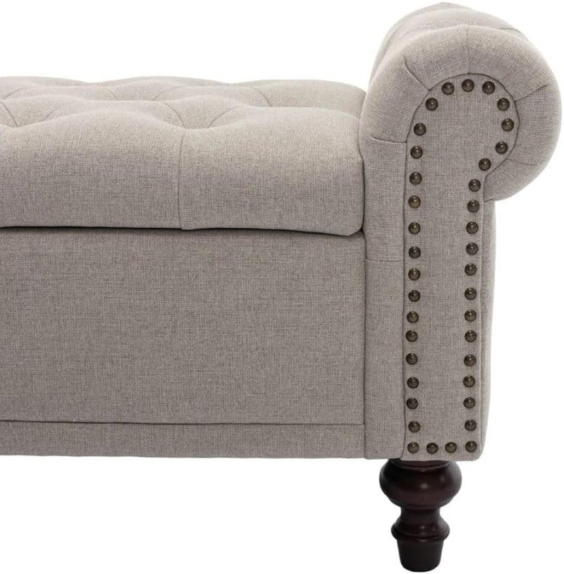 Comfynest مقعد تخزين كاكي مع قمة مزخرفة بأزرار - Image 3