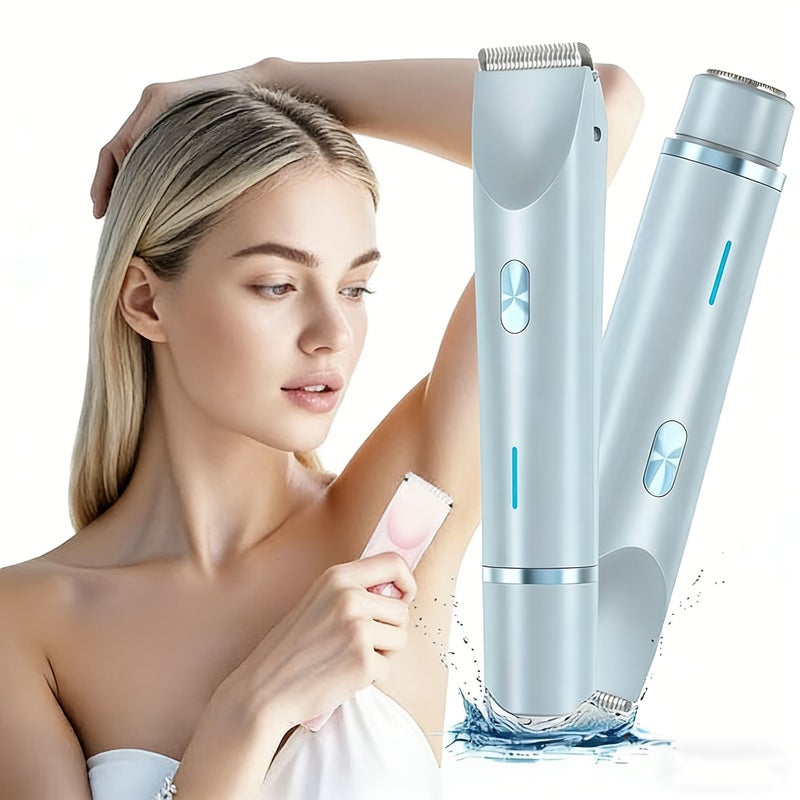 Noble Sky Blue 2 In 1 Women Electric Bikini Trimmer Wet Dry Use Shaver - Image 1