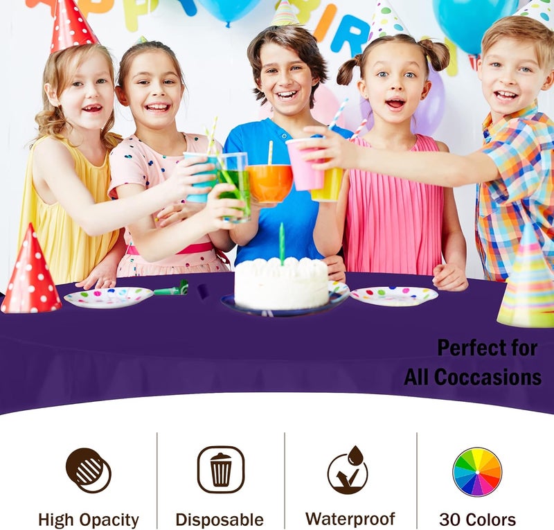 Exquisite 12-Pack Premium Plastic 84-Inch Round Tablecloth - Purple - Image 5