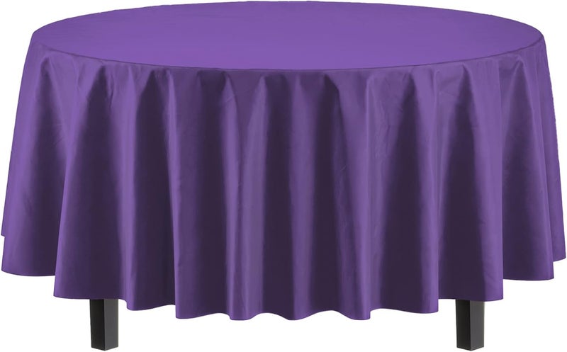 Exquisite 12-Pack Premium Plastic 84-Inch Round Tablecloth - Purple - Image 2