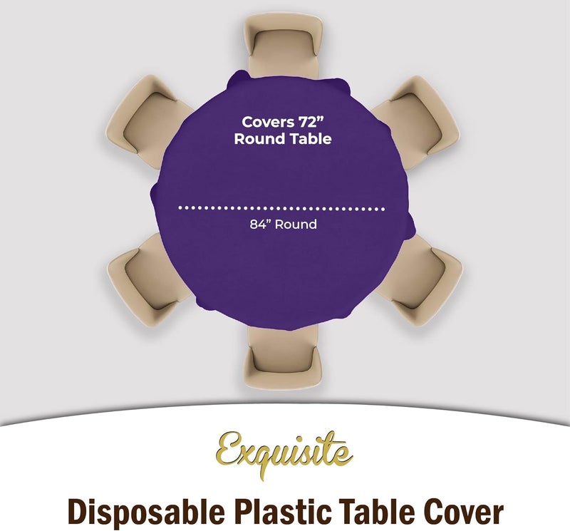 Exquisite 12-Pack Premium Plastic 84-Inch Round Tablecloth - Purple - Image 4