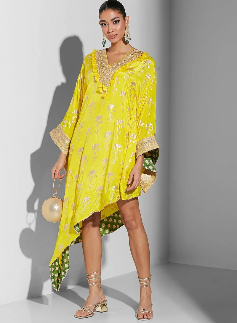 masaba Embroidered Asymmetric Kaftan Dress