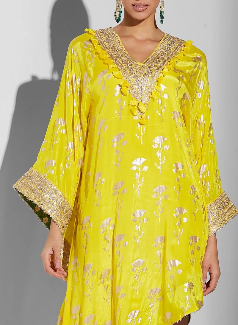 masaba Embroidered Asymmetric Kaftan Dress