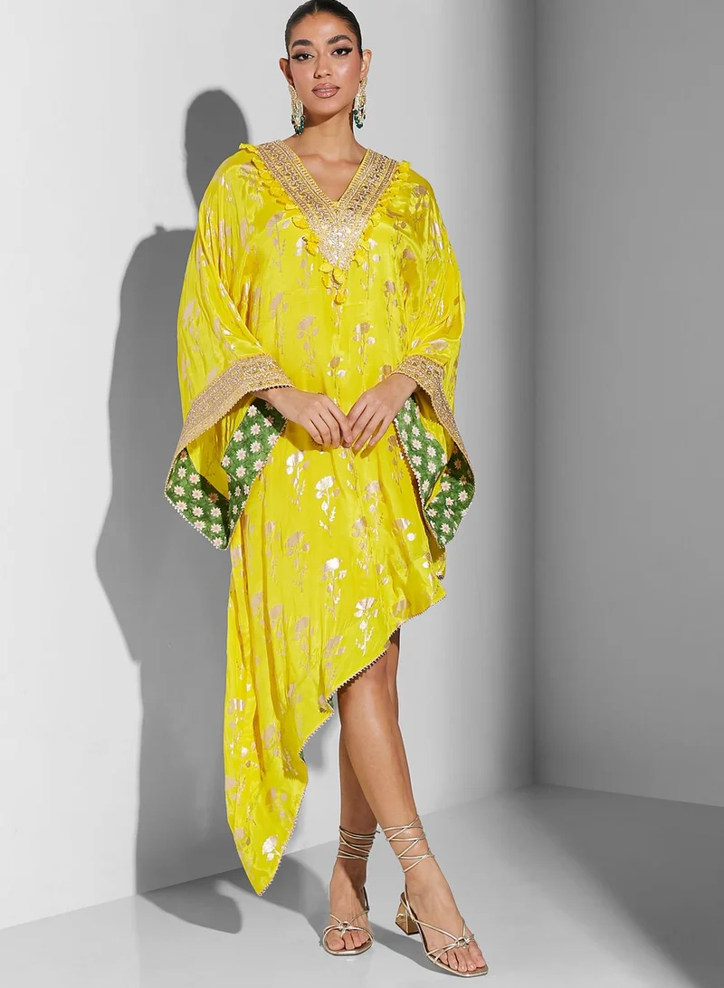 masaba Embroidered Asymmetric Kaftan Dress