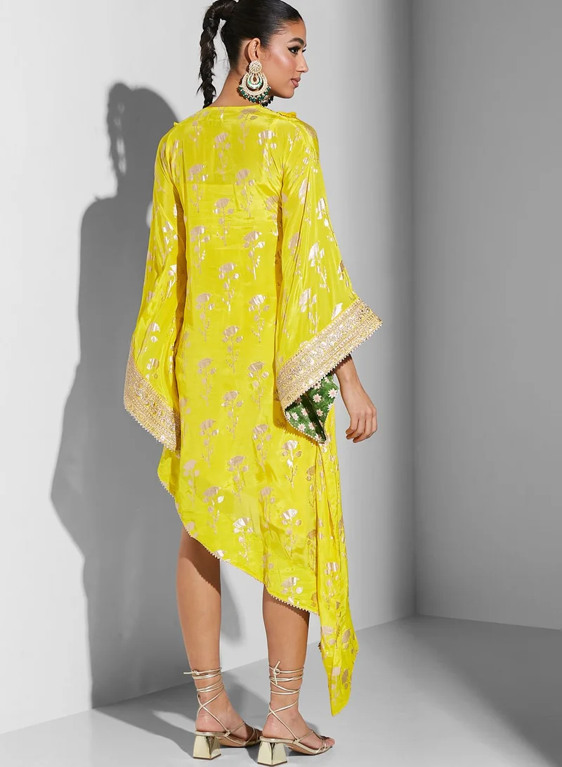 masaba Embroidered Asymmetric Kaftan Dress