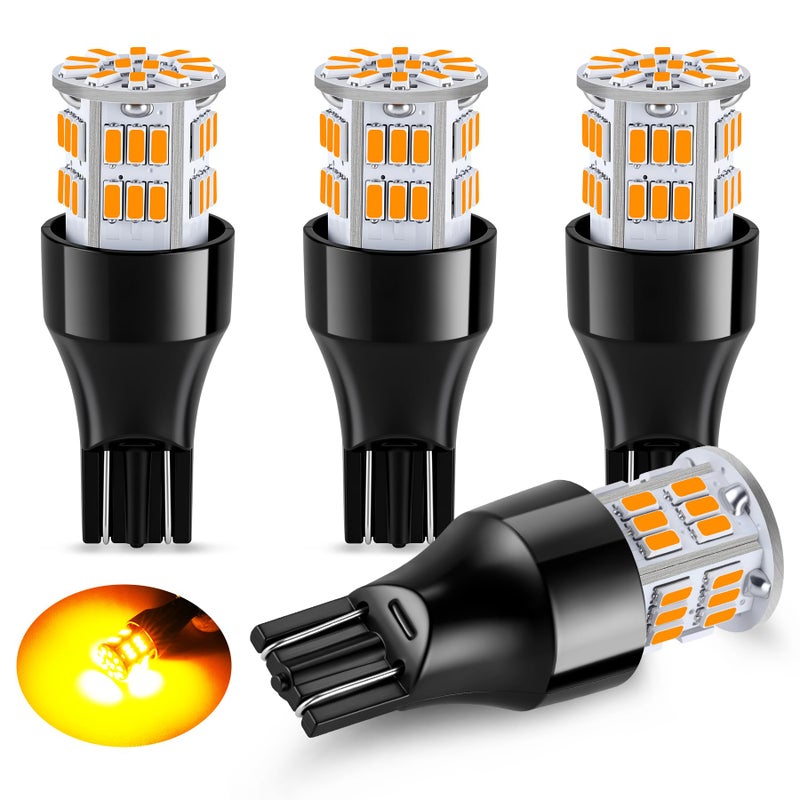 iFunyLED 4PCS 912 921 LED Bulb Turn Signal Light 12V24V Super Bright T15 906 904 902 922 W16W LED Replacement Light Kit Set for Car Tail Brake Turn Signal Blinker Lights Amber Yellow - Image 2