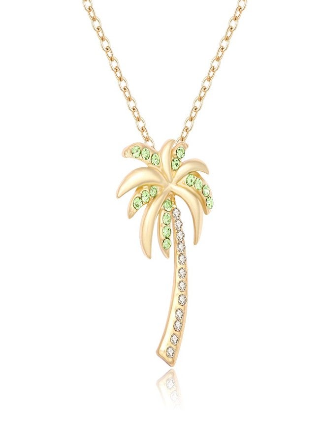 MANZHEN Dainty Crystal Palm Tree Pendant Necklace Summer Style (gold) - Image 1