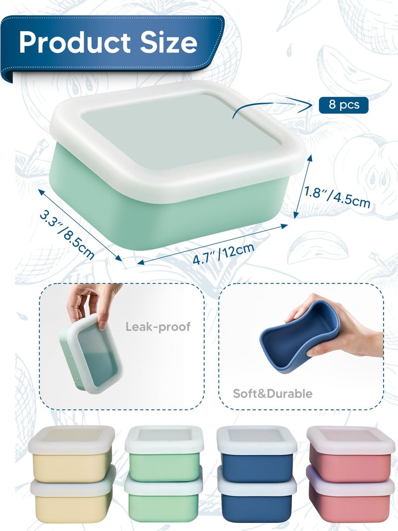 Duseu 8 PCS 1 Cup Silicone Freezer Molds with Lid, 8oz Silicone Soup Freezer Molds Meal Prep Containers Reusable Food Preserving Tray Ice Trays for Soups Sauces Stews - Image 3