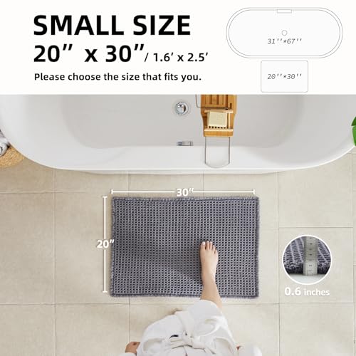 TYUU Waffle Bath Mat Boho Bathroom Rugs Non Slip Washable Super Absorbent Quick Dry Bath Mat Farmhouse Bathroom Decor 30x20 Grey - Image 3