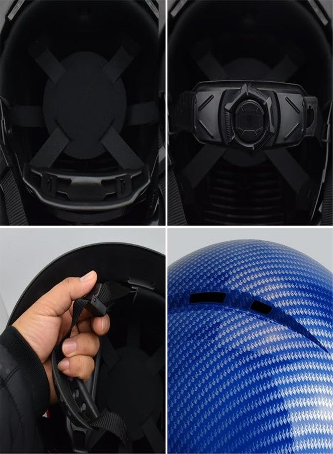 TOKISHI Full Brim Hard Hat - OSHA Safety Helmet Durable Lightweight Carbon Fiber Hard Hat for Construction, 6-Point Ratchet Suspension Protective Gear for Men and Women (Brilliant Blue, Standard) - Image 4
