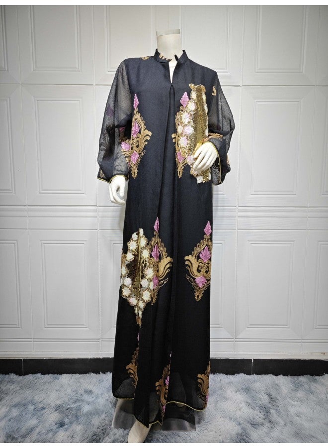 ABO Women's Muslim Evening Dress Beaded Embroidered Dress Women - Image 1