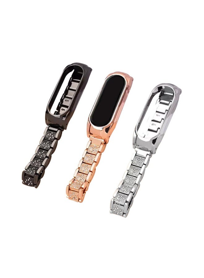 NIBEMINENT Xiaomi Mi Band 8/9 Exclusive Triple Bead Full Diamond Metal Strap  - Image 2