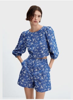 MANGO Floral Print Crew Neck Top  - Image 1