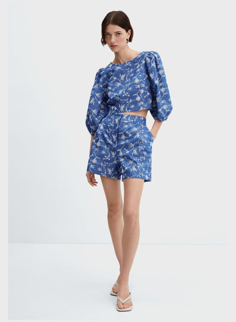 MANGO Floral Print Crew Neck Top - Image 4