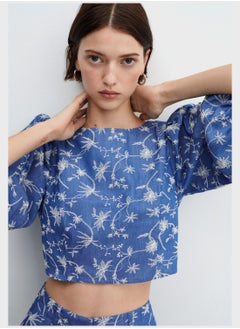 MANGO Floral Print Crew Neck Top  - Image 3