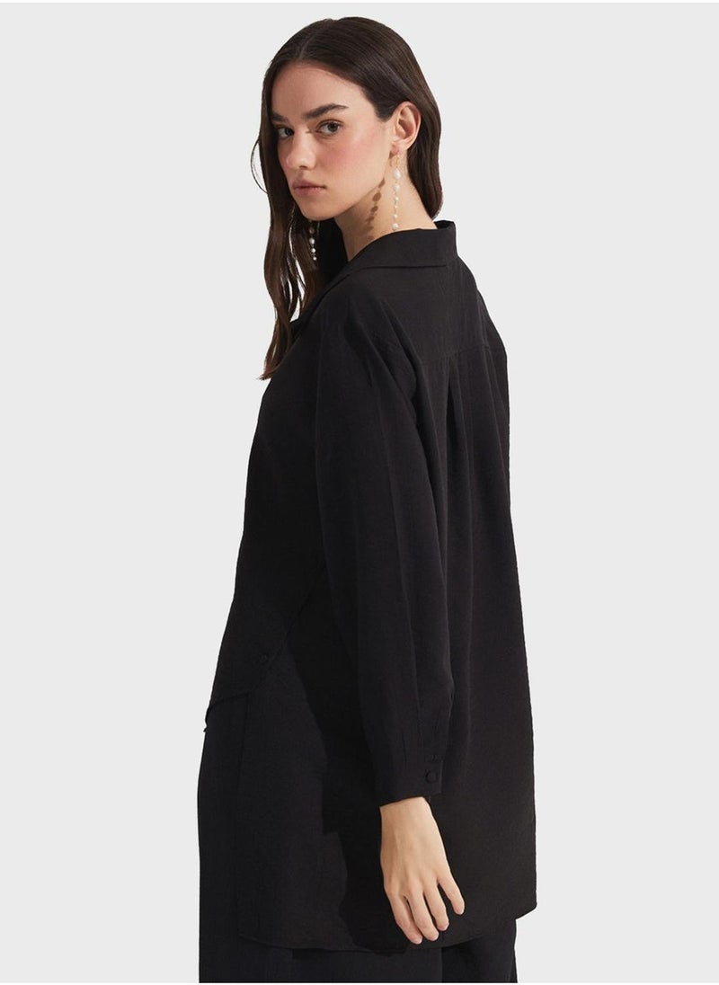 جون قميص بأزرار وذيل طويل - Image 2