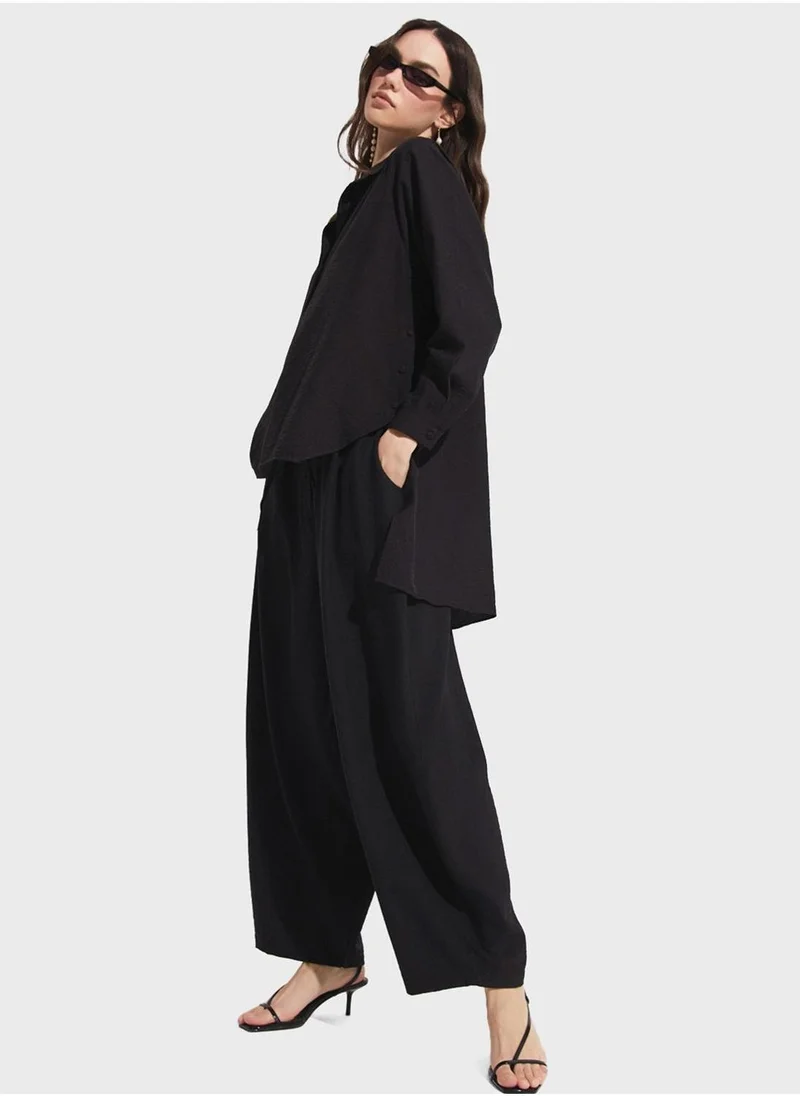 جون Button Down High Low Shirt