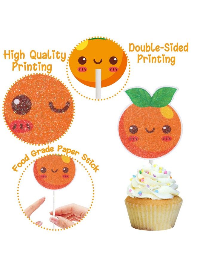 umoni 36Pcs Little Cutie Cupcake Toppers Little Cutie Baby Shower Decoration Orange Cupcake Toppers For Citrus Theme Birthday Party Baby Shower Supplies - Image 4