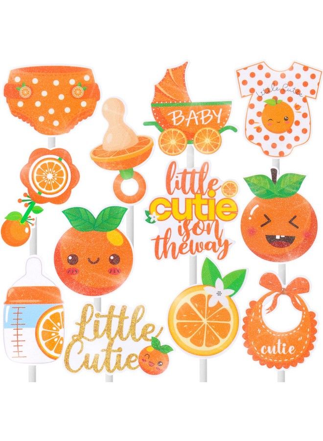 umoni 36Pcs Little Cutie Cupcake Toppers Little Cutie Baby Shower Decoration Orange Cupcake Toppers For Citrus Theme Birthday Party Baby Shower Supplies - Image 1