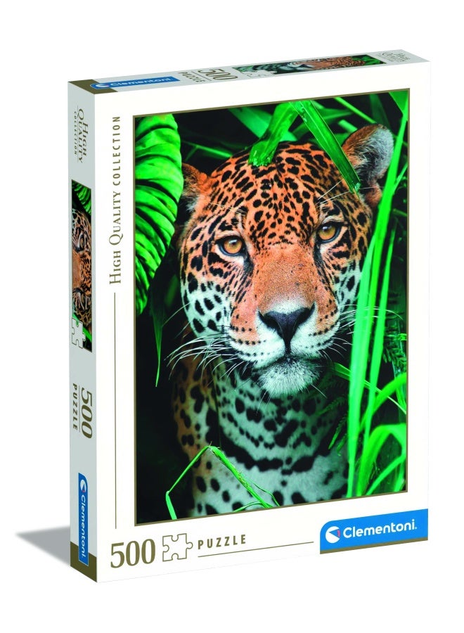 Clementoni Jaguar in the Jungle 500 Pieces Animals Collection, Made in Italy, Jigsaw Puzzle for Adults, Multicolor, Medium, Ages 14+ (35127) - Image 1