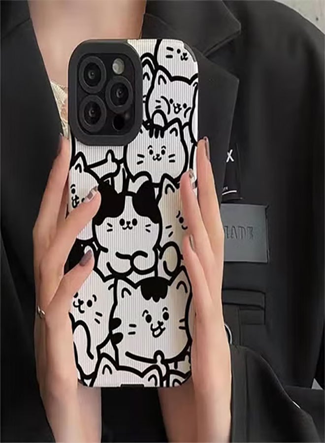 COVERSCART Protective Case Cover For Apple iPhone 15 Pro Max Cute Cats Design White - Image 3