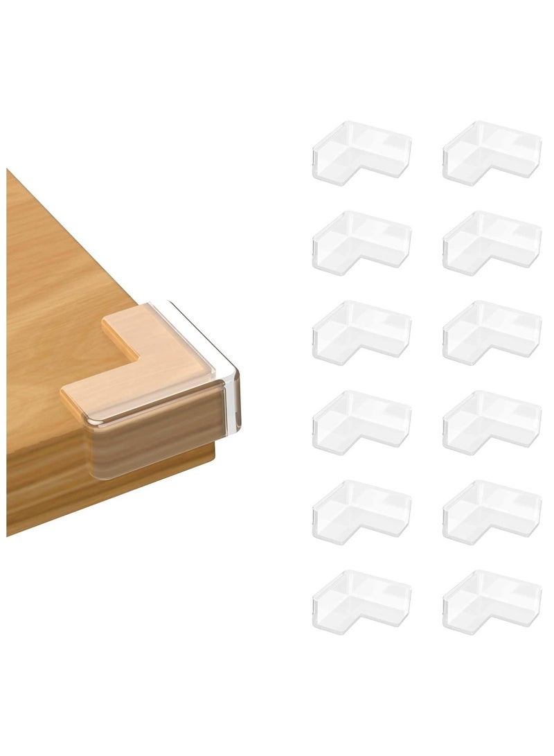 UREVO Clear Corner Protectors 12 Pack Baby Proofing Edge Guards Child Safety L-Shaped Bumpers for Tables Furniture Sharp Corners Home Use Infant Toddler Safety - Image 1