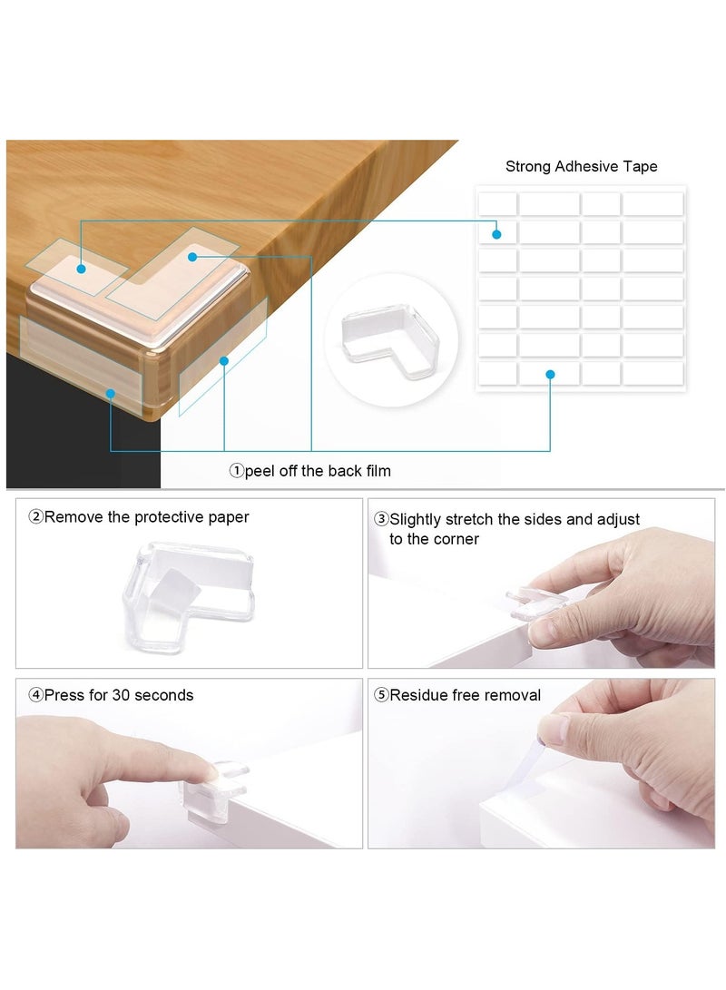 UREVO Clear Corner Protectors 12 Pack Baby Proofing Edge Guards Child Safety L-Shaped Bumpers for Tables Furniture Sharp Corners Home Use Infant Toddler Safety - Image 4