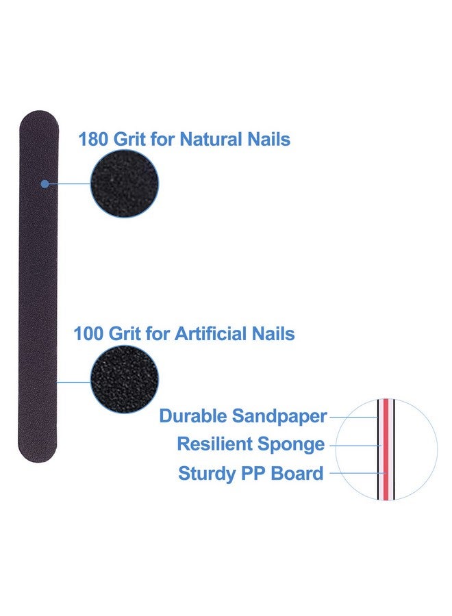 GigaGround Nail File (100 Pcs), Emery Board Nail Files for Acrylic and Natural Nails, 100/180 Grit Double Sided Emery Boards for Nails Fingernail Filer Bulk for Professional Finger Nail Filer Manicure Set - Image 3