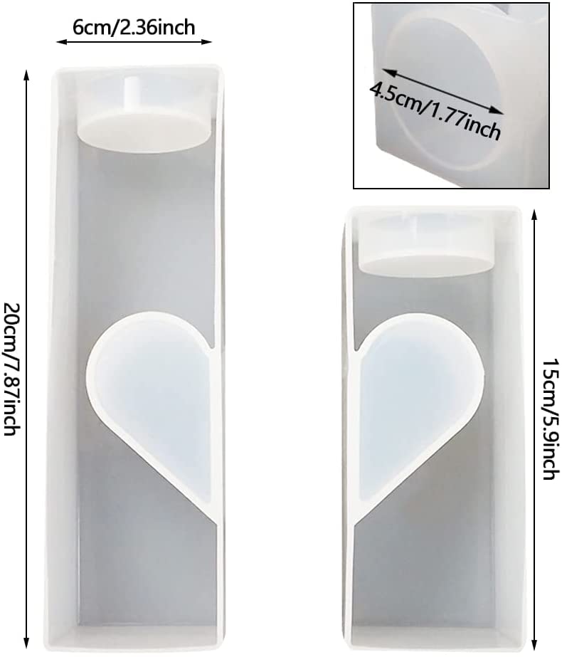 SNOOGG 2pcs Resin Tealight Candle Holder Molds, Heart Shape with Wooden Frame for Right Angle Casting and Supportive. Molds for Epoxy Casting DIY Valentine’s Day Gift Wedding Party Home Decor - Image 2
