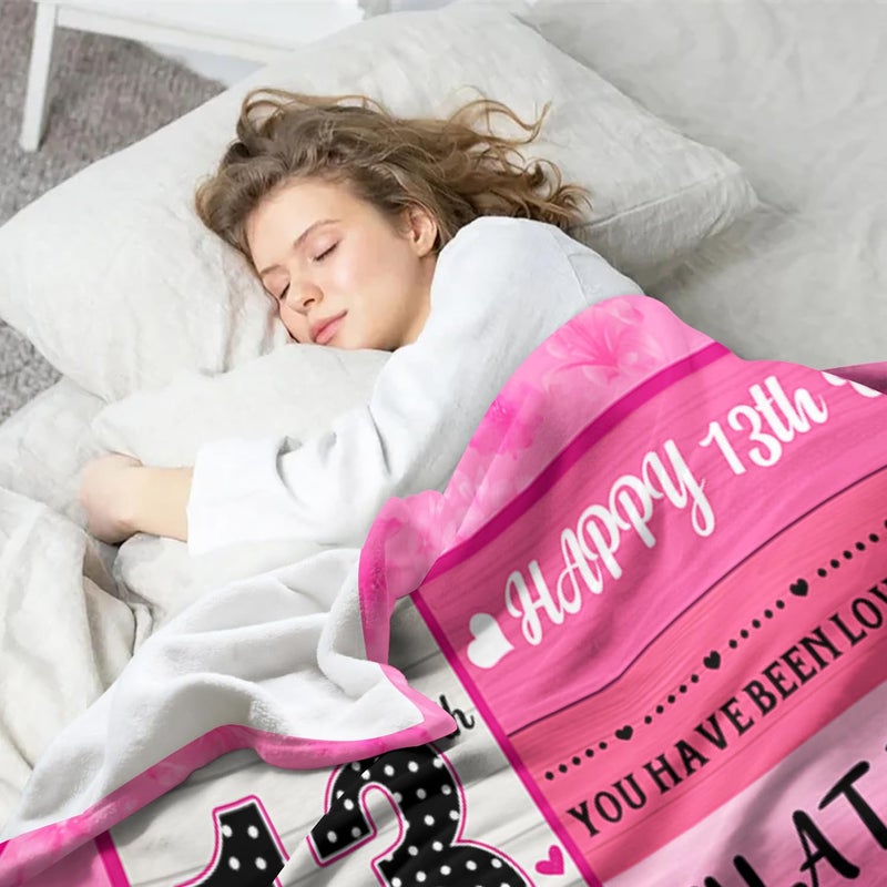 PVDSAVE 13 Year Old Girl Gifts - 13th Birthday Gifts for Girls - 13th Birthday Decorations for Girls - Thirteen YR Bday Gift for Girl Daughter Granddaughter Niece Sister Ideas Blanket 50"x60" - Image 3