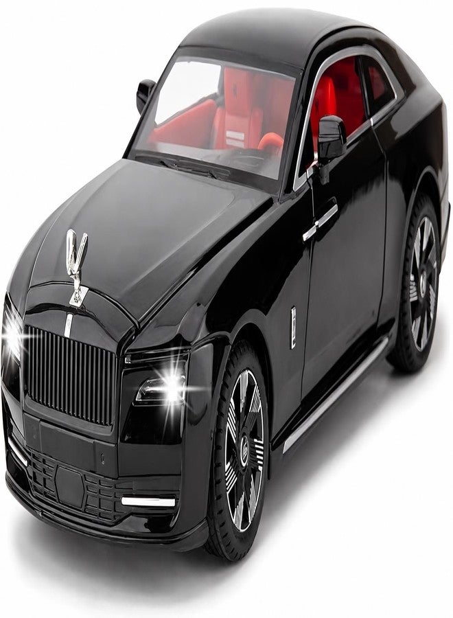 D M Mart Rolls-Royce Phantom Diecast Model Car | 1:24 Scale Zinc Alloy Pull Back Toy Car with Sound & Light | Luxury Collectible Metal Car Model for Kids & Adults | Black - Image 1