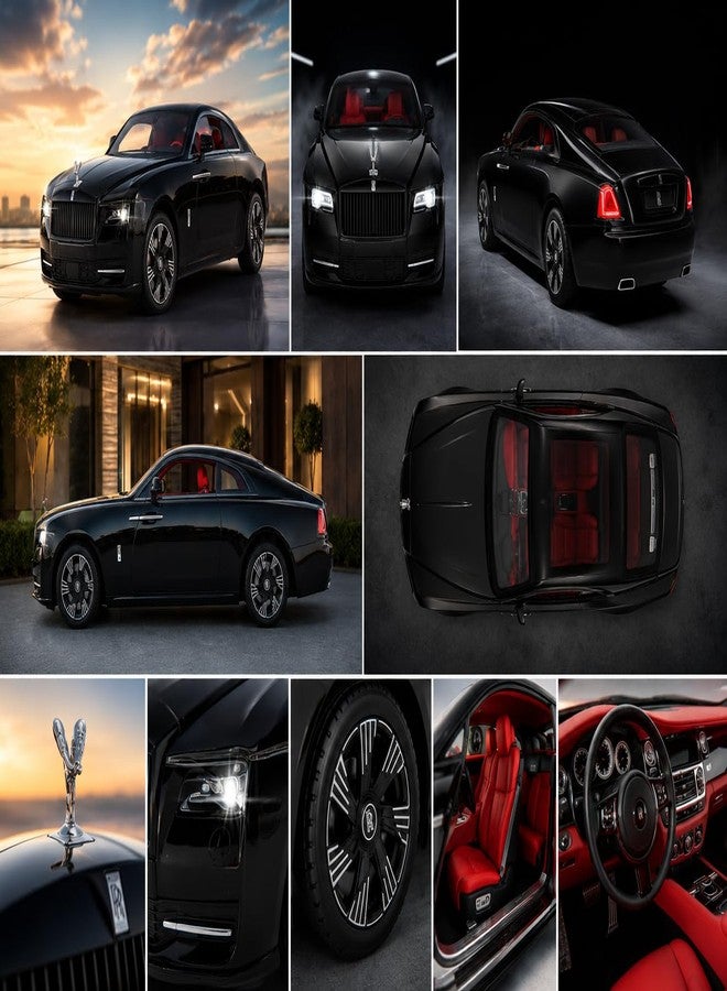 D M Mart Rolls-Royce Phantom Diecast Model Car | 1:24 Scale Zinc Alloy Pull Back Toy Car with Sound & Light | Luxury Collectible Metal Car Model for Kids & Adults | Black - Image 4