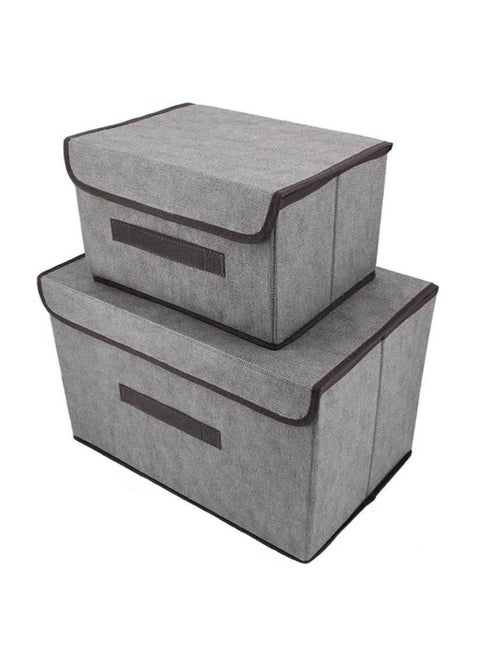 Storage Bins, 2 Pack Foldable Closet Organizer with Lid, Storage Box for Cloth, Underwear, Toy (One Large & One Small)