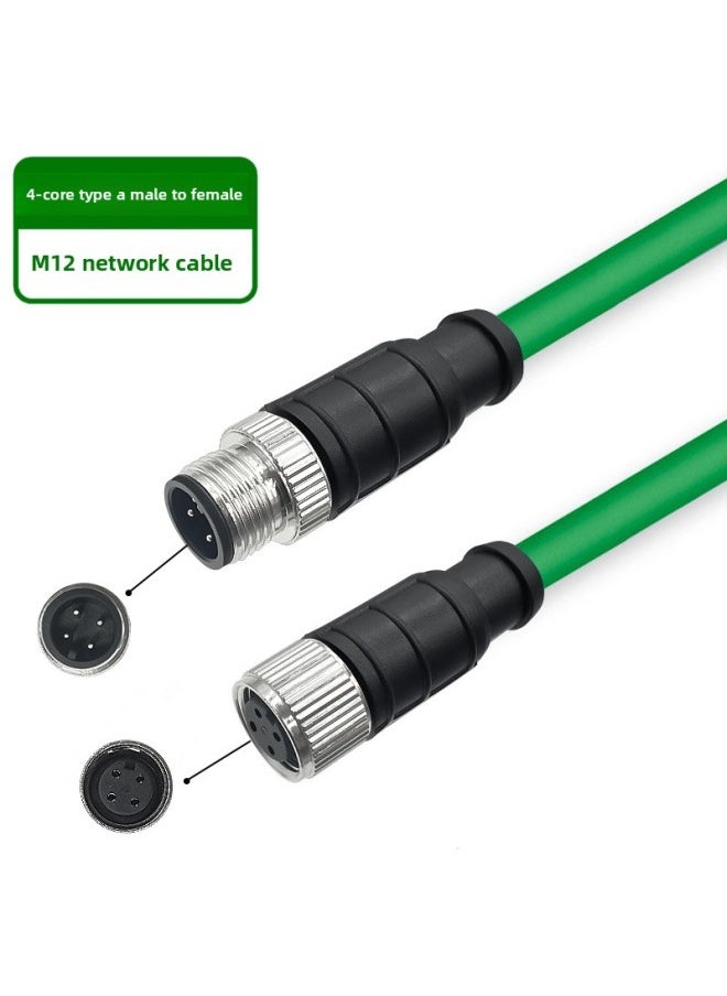 Generic M12 To RJ45 Connector Profinet Industrial Network Cable Bus 4/8 Core Straight ADX Type High Flexibility Double Shield-Color:[straight 4-core A-type Male To Female—m12]-Line Length:1 M  - Image 1