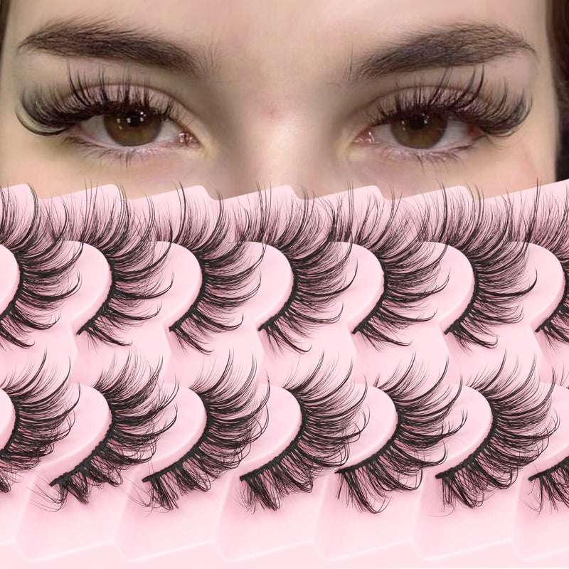 Geeneiya Lashes Wispy Mink Natural Eyelashes Spikes Lash Extensions Look Fluffy False Eyelashes 18mm Long Strip Lashes Cat Eye Eyelashes Fairy Look 7 Pairs Multipack - Image 1