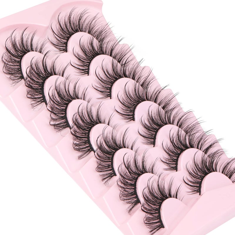Geeneiya Lashes Wispy Mink Natural Eyelashes Spikes Lash Extensions Look Fluffy False Eyelashes 18mm Long Strip Lashes Cat Eye Eyelashes Fairy Look 7 Pairs Multipack - Image 5