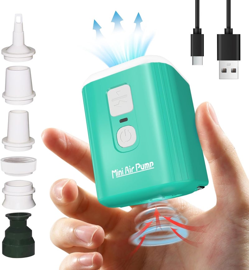 Puligoth Portable Air Pump for Inflatables: Mini Air Pump with 1600mAh Battery & Camping Light - Rechargeable Electric Pump for Vacuum Storage Bags, Air Mattress, Swimming Ring, Pool Floats - Image 1