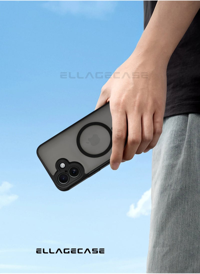 ELLAGECASE - Case for iPhone 16, Ultra Thin Frameless Case With MagSafe Wireless Charging, Solid Camera Protection, Shockproof Magnetic Black Cover - Image 1