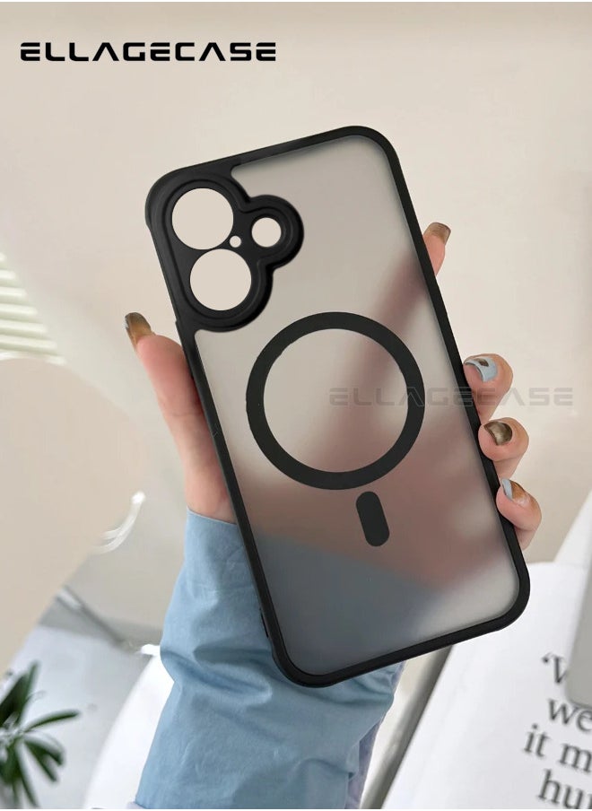 ELLAGECASE - Case for iPhone 16, Ultra Thin Frameless Case With MagSafe Wireless Charging, Solid Camera Protection, Shockproof Magnetic Black Cover - Image 1
