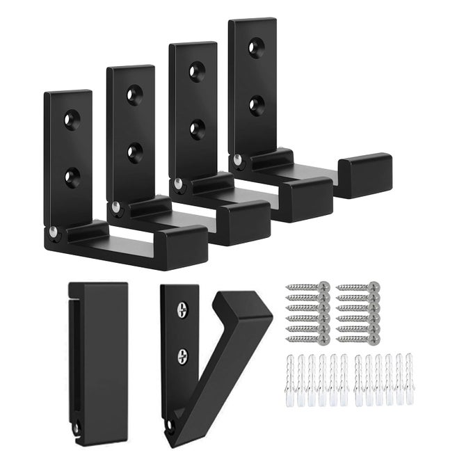 FOLDING COAT HOOKS 6PCS FOLDABLE HOOK WALL MOUNTED FOR HANGING COAT JACKET TOWEL HEAVY DUTY WALL HOOKS ALUMINUM ALLOY FOLD UP HOOKS HEADPHONES HOLDER BEARING LOAD 33LB BLACK
