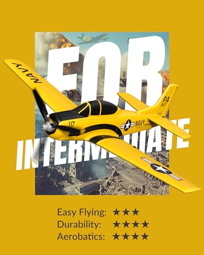 volantexrc RC Plane for Beginners 4CH WWII RC Airplane T28 Trojan with Aileron 24Ghz Remote Control Plane with Xpilot Self RightingOne Key Aerobatic for Adults 7619 RTF Yellow - Image 5