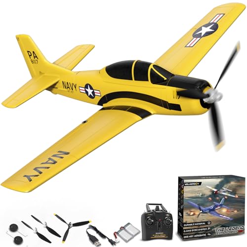 volantexrc RC Plane for Beginners 4CH WWII RC Airplane T28 Trojan with Aileron 24Ghz Remote Control Plane with Xpilot Self RightingOne Key Aerobatic for Adults 7619 RTF Yellow - Image 1