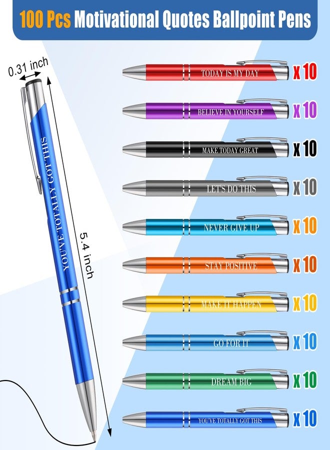 Sherr 100 Pcs Ballpoint Pens Motivational Inspirational Quotes Metal Pen Bulk Employee Appreciation Gifts Encouraging Writing Black Ink for Student Coworker Teacher Office (Go for It) - Image 3