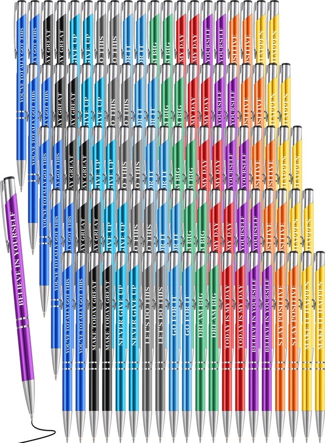 Sherr 100 Pcs Ballpoint Pens Motivational Inspirational Quotes Metal Pen Bulk Employee Appreciation Gifts Encouraging Writing Black Ink for Student Coworker Teacher Office (Go for It) - Image 1