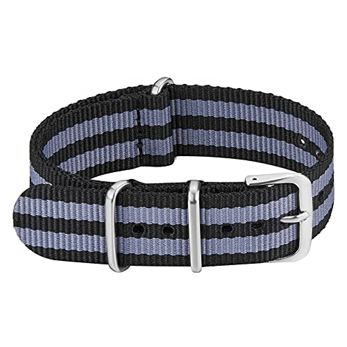 SBR Premium Watch Bands Nylon Straps for Men Women Width 18mm,20mm,22mm (18MM, Light Gray Black) - Image 3